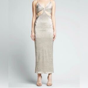 Alice + Olivia Metallic Gold Cutout Slip Dress